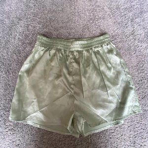 nasty gal light green satin shorts